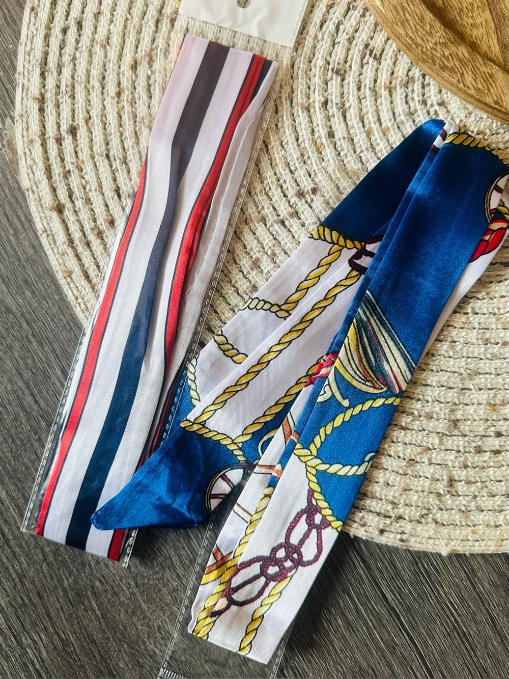 Nautical Print Twilly Bag Scarf Set of 2 NWT